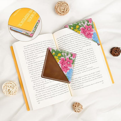 Personalized Leather Bookmarks, Fun & Cute Book Accessories for Reading Lovers, Unbreakable Page Markers for Women Men Girls Boys Student Teacher Kids Retirement Birthday Gifts (Beautiful Flowers)