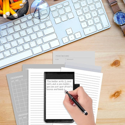 Koogel 11PCS Mini Pocket Notepad Holder Set, Pocket Notepad Flip Notepad with Pen Leather Pocket Notebook for Office School Business Travel Meetings