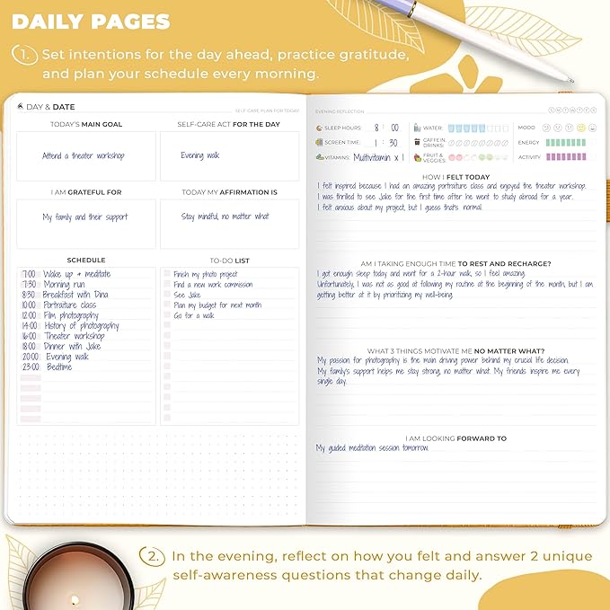 Clever Fox Self-Care Journal – Wellness & Daily Reflection Notebook – Mental Health & Personal Development Journal – Self-Care, Meditation & Mood Journal for Women & Men – Large (Amber Yellow)