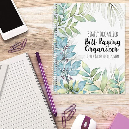 The Best Days Bill Paying Organizer Book - Personal Account book, 9" by 12 inch, Spiral-Bound, 14 Pockets, 32 Label Stickers, Bill Tracking