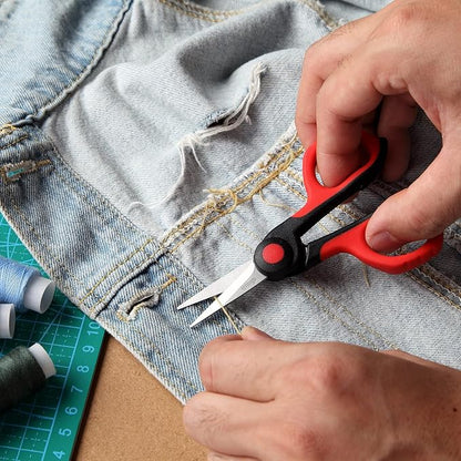 LIVINGO 4.5” Small Sharp Embroidery Scissors, Precise Detail Pointed Tip Stainless Steel Shears for Cutting Fabric, Needlework Thread Yarn Craft Sewing, Scrapbook, Paper, 2 Pack Red/Black
