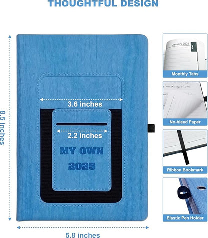 2025 Weekly and Monthly Planner with Pen: Jan 2025-Dec 2025, A5 size 8.5" x 5.75", Hard Cover Agenda Planner with Phone Holder, Card Holder and Pen Holder (Blue)