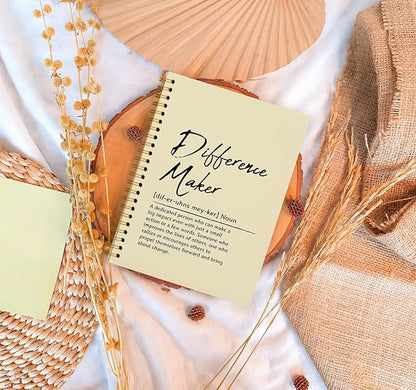 OXW Difference Maker Appreciation Gift, Meeting Notebook for Work, Thank You Gifts for Leader Mentor Manager Boss, Office Supplies Social Worker Notebook, Cream Hardcover Spiral Notebook 5.5 x 8.3