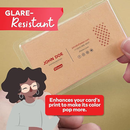 XFasten Self Seal Laminating Pouches Business Card Size 4-Inch x 3-Inch 100-Pack, 10 Mil Business Card Laminating Pouches Non-Yellowing Self Sealing Laminating Sheets Business Card Size