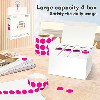 PARLAIM 3/4 Inch Roll Color Coding Labels,4000 per/4 Rolls Round Adhesive Color Coding Circle Dot Stickers for Office Home (Fluorescent Pink)