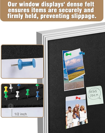 36"x24" Enclosed Bulletin Board, Outdoor Lockable Weather-Resistant Aluminum Cork Noticeboard for School & Office, Silver Frame w/Black Flet