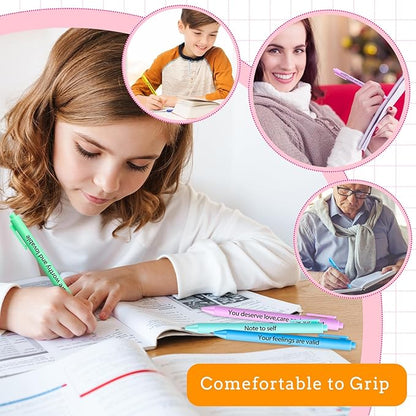 50 Pcs Gel Ink Pens Motivational Inspirational Quote Pen Retractable Rolling Ball Smooth Writing for Coworkers Supplies Office Home(Stylish Color,Mental Health Reminders)