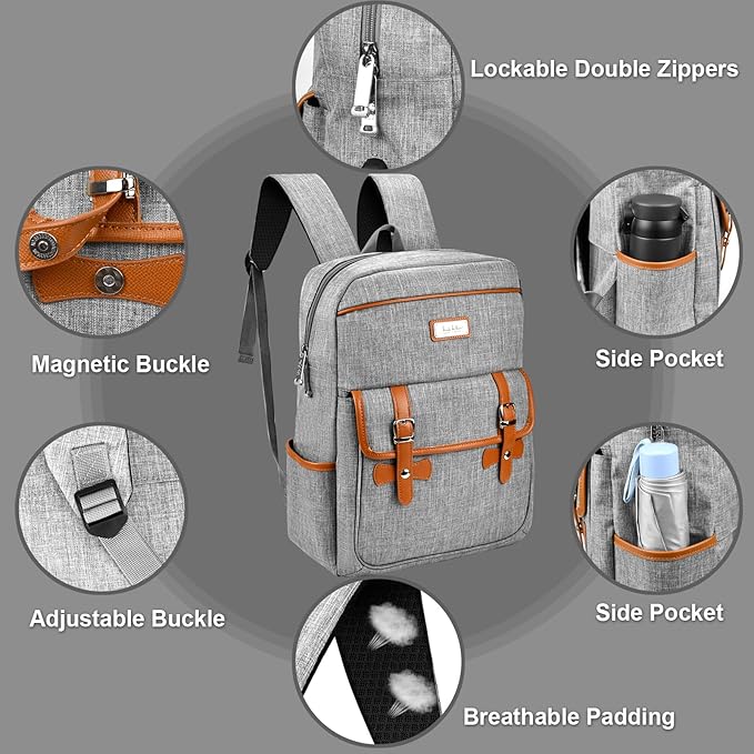 Nicole Miller Travel Laptop Backpack-Business Anti Theft Vintage Backpack with USB Charging Port-Water Resistant Computer Bag