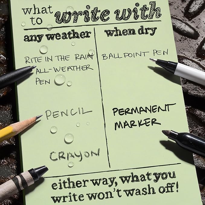 Rite in the Rain Weatherproof Side Spiral Notebook, 8.5" x 11", Green Cover, Universal Page Pattern (No. 973-MX)