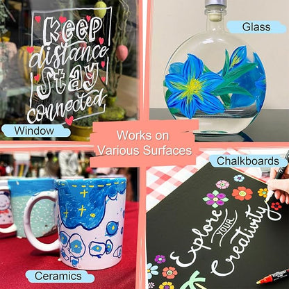 STATIONERY ISLAND Chalk Pens for Blackboard, Liquid Chalk Markers for Chalkboard and Glass, Wipeable Chalk pens for Window Drawing,8 Colours