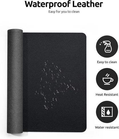 YSAGi Leather Desk Pad Protector, Office Desk Mat, Large Mouse Pad, Non-Slip PU Leather Desk Blotter, Laptop Desk Pad, Waterproof Desk Writing Pad for Office and Home (Black, 23.6" x 13.8")