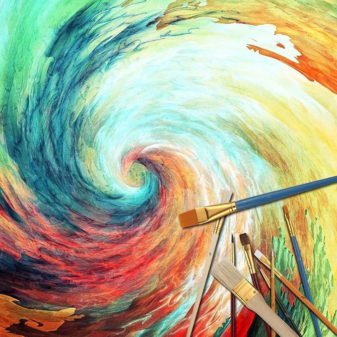 25 PCS All Purpose Paint Brush Set, Beginner, Paint, Craft, Multiple Mediums, Classroom - Assorted Paint Brushes Great with Acrylic, Oil, Watercolor, Gouache, Tempera Paints