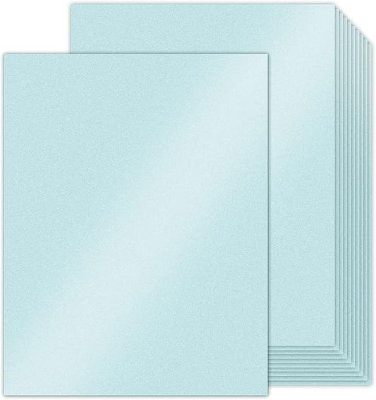 24 Sheets Blue Shimmer Cardstock 8.5 x 11 Metallic Paper, Goefun 80lb Card Stock Printer Paper for Invitations, Weddings, Parties, Showers