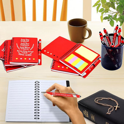 100 Pcs Bulk Christian Gifts Prayer Journal for Woman - 50 Set Religious Notepad with Christian Pen - Bible Notebook - Church Gifts for Mother's Day, Bible Study, and Family Devotions ( Red )