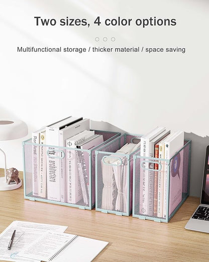 Oterri Hanging File Organizer, Metal File Organizer, Portable Desktop File Organizer for Letter Size Folder, Mesh Hanging File Crate for Office/Home/School,Folders Not Included(Gray,2 Pack)