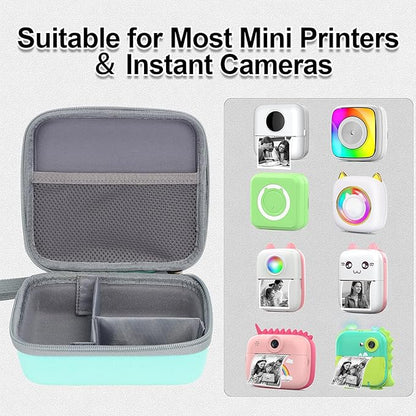 HBCX Mini Printer Case,Hard Protective Box,Portable High-capacity Travel Carrying Case,Suitable for Thermal Inkless Sticker Photo Printer,Label Marker,Instant Print Camera(Only Green Case)