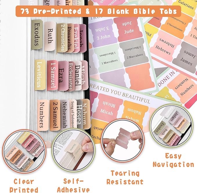 Bible Journaling Kit, Include 6 Bible Highlighters and 6 Pens No Bleed, 90 Laminated Bible Tabs, Magnetic Bookmarks, Sticky Notes, Bible Study Supplies Essentials Set for Women & Men