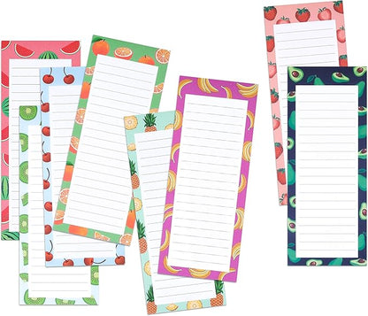8 Large Magnetic Notepads – Big Notepads for Grocery List, Shopping List, To-Do List, Reminders -Strong Magnetic Back- Memo Pads with Realistic Fruit Designs | 60 Sheets per Pad 9 x 3.5 inch (8 Pack)