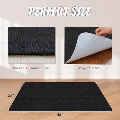 Sycoodeal Office Chair Mat,Computer Gaming Desk Chair Mat for Hard Wood & Tile Floor,Large Anti-Slip Floor Protector Rug,Anti-Slip Home Chair Mat,Easy to Clean,48" X 36" Black