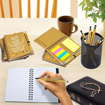 60 Pcs Bulk Christian Gifts Prayer Journal for Woman - 30 Set Religious Notepad with Christian Pen - Bible Notebook - Church Gifts for Mother's Day, Bible Study, and Family Devotions ( Brown )