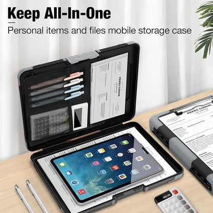 Sooez Toughest Clipboard with Storage, Internal Pen Pouch Included, Letter/ A4 Size, Shockproof Heavy Duty Plastic Clip Boards 8.5x11”, High Capacity Clipboards Box Case for Contractor Trucker Driver