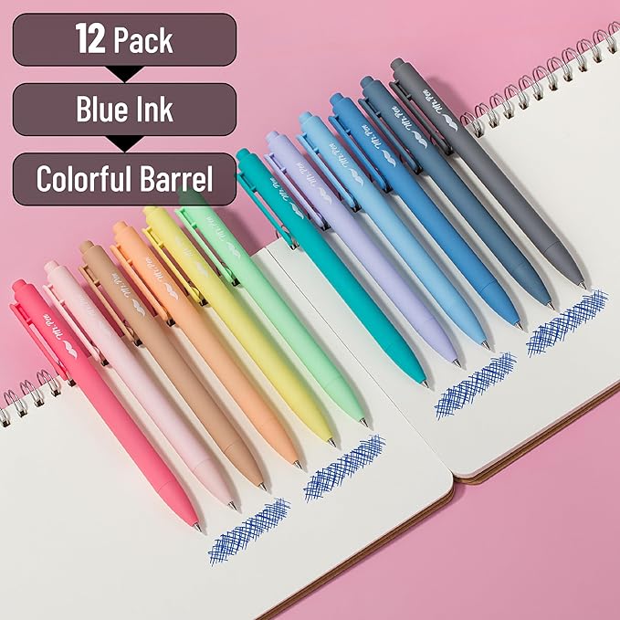 Mr. Pen- Retractable Gel Pens, 12 Pack, Blue Ink, Celestial Color Barrels Gel Pens, Gel Pens Fine Point 0.5mm, Retractable Pens, Cute Pens, Gel Ink Pens, Aesthetic Pens for Journaling Fine Tip Pens