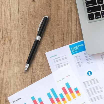 Cambond Black Pens Ballpoint Pens - Nice Pens Office Pens for Gift Business Men Police Flight Attendants Retractable Smooth Writing 1.0 mm Medium Point, 3 Pens with 3 Extra Refills (Black)