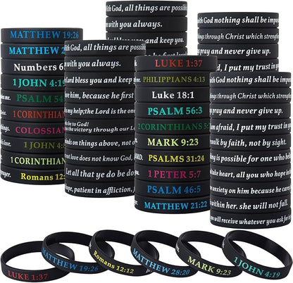 QEERBSIN Bible Verses Bracelets Motivational Christian Rubber Bracelets Faith Hope Wristbands Bracelets for Men Women Teens