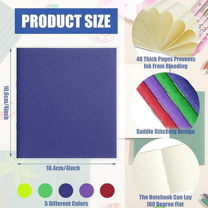 Thenshop 50 Pack Mini Pocket Kraft Notebooks Bulk 4 x 4 Inch Journal Notepads with Dot Memo Sketchbooks Writing Notepad for Party Favors Supplies(Fresh Color,Blank Page)