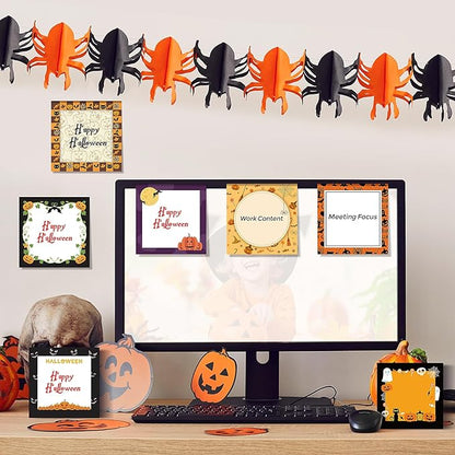 9 Pieces Halloween Sticky Note Self-Adhesive Halloween Note Pads with Spider Pumpkin Bat Eyeball Halloween Memo Notes for Halloween School Office Home Students Teachers Presents 50 Sheets Each
