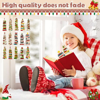 150 Pcs Book Tracker Bookmarks Bulk 6.3 x 1.97 Inch Bookshelf Design Bookmarks Paper Book Tracking Bookmark Double Sided Reading Page Markers for Book Lovers Students School (Christmas)