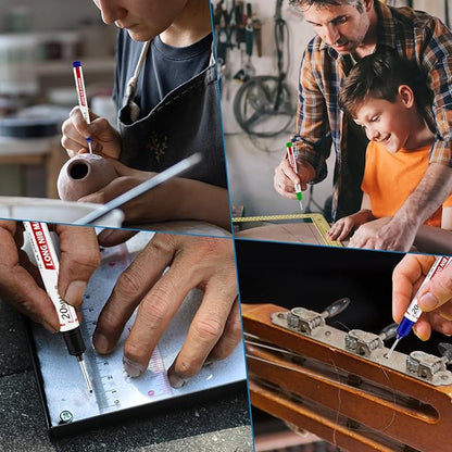 10 Pcs Long Head Deep Hole Marker - Long Nib Marker, Multi-purpose Deep Hole Marker Pens, Quick Dry Waterproof Colorful Carpenter Pen Markers for Construction Bathroom Woodworking