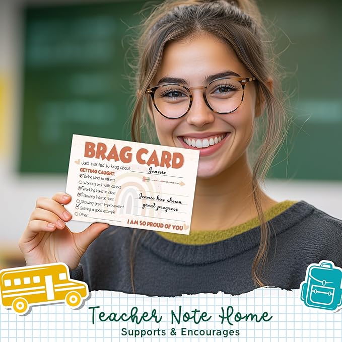 LOVEDMORE Boho Classroom Brag Cards for Teachers, Preschool, Elementary Classroom Incentives Cards for Students