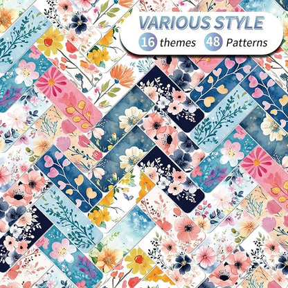 48 Pieces Magnetic Bookmarks Magnet Page Markers - Book Marks for Reading Women & Men with Storage Boxes - Cute Magnet Bookmark Clips for Reading Pleasure（Flowers）