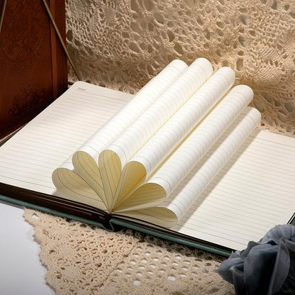 CAGIE Leather Journal for Men Hardcover Journals for Writing with Pen, 290 Pages Lined Journaling Notebooks for Work Leather Vintage Journal Notebook, 6.1" x 8.5", Green