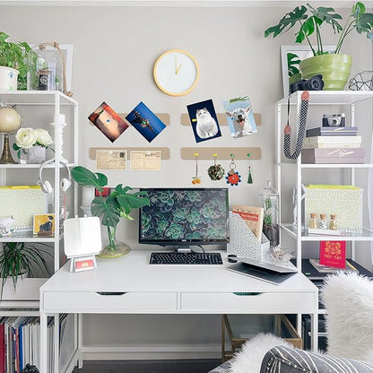 5 Pack Felt Pin Board Bar Strips Bulletin Board for Bedrooms Offices Home Wall Decoration, Notice Board Self Adhesive Cork Board with 35 Push Pins for Paste Notes, Photos, Schedules (Camel)