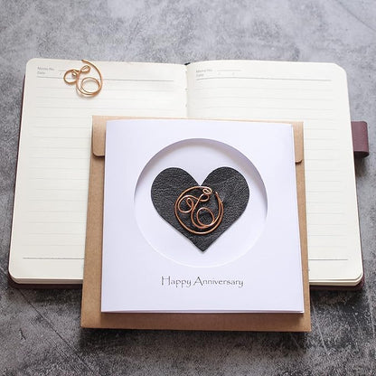 Personalized Initial Copper Card, Copper Initial, Anniversary Card for Her, Couple, Gift for Her (T)
