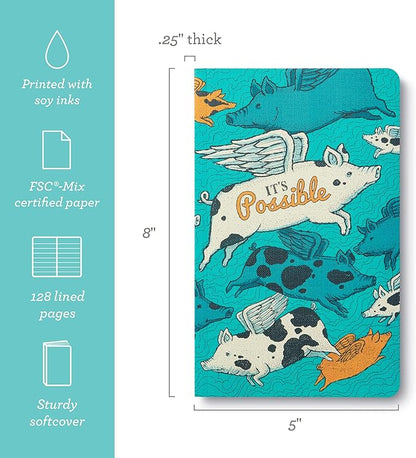 Compendium Softcover Journal - It’s Possible – A Write Now Journal with 128 Lined Pages, 5″W x 8″H