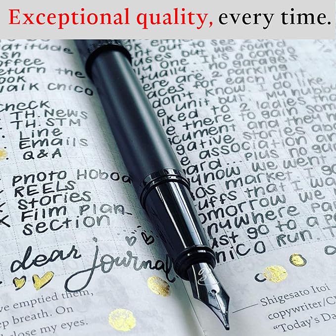 Fountain Pen Ink Refills - 24 Pack International Standard Size Cartridges - Premium Quality & Non-Toxic - Long-Lasting Ink