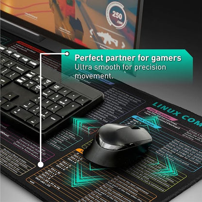 Linux Commands Line Mouse pad - Extended Large Cheat Sheet Mousepad. Shortcuts to Kali/Red Hat/Ubuntu/OpenSUSE/Arch/Debian/Unix Programmer. Non-Slip Gaming Desk mat