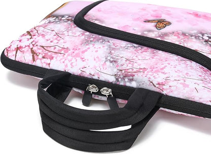 11.6 12 12.5 inch Laptop Sleeve Chromebook Case Ultrabook Case Notebook Sleeve Tablet Case Neoprene Handle Sleeve for Men Women, Two Pockets Fit Apple MacBook Air Samsung Acer HP DELL (Cherry Blossom)