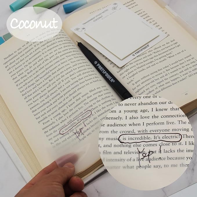 Pastel Transparent Sticky Notes, 4 Pads 3X3 Inch See Through Annotating Sticky Notes for Annotating, Bible Journaling Supplies, Office School Supplies, 50 Sheets/Pad