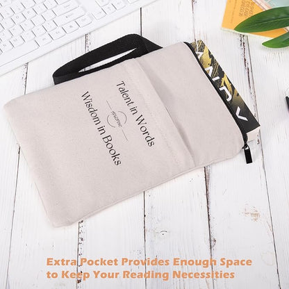 Book Sleeve for Book Lovers - Book Covers with Zipper Pockets - Canvas Book Protector for Paperbacks, Softcover - Washablle Book Pouch - Book Carrying Case - Book Carrier- Book Gift