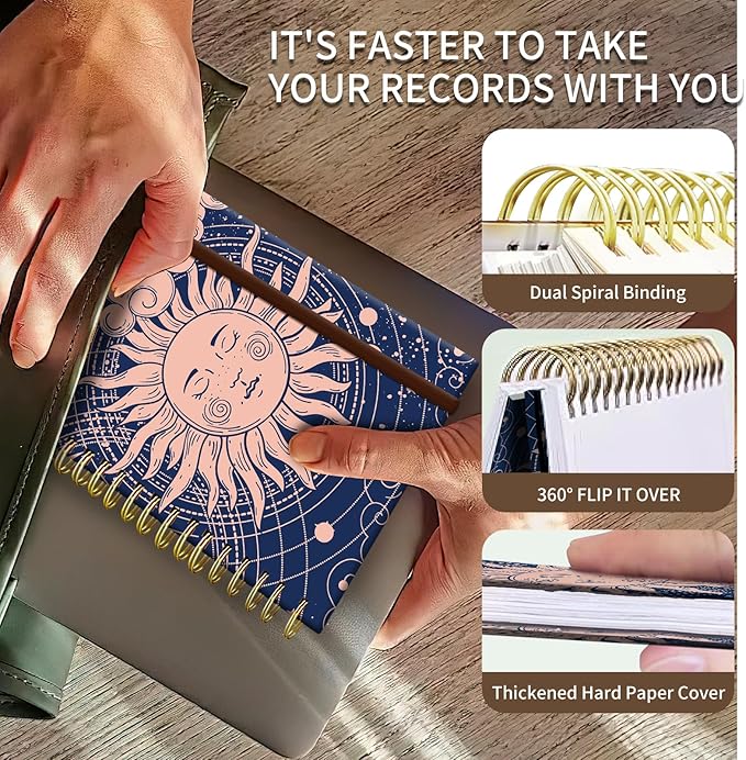 Spiral Journal Notebook, A5 Cute Notebooks for Women Men, College Ruled Hardcover Notebook for Work & Note Taking, 60 Pages Double-Wire Journals for Writing Cute Cloud Sun