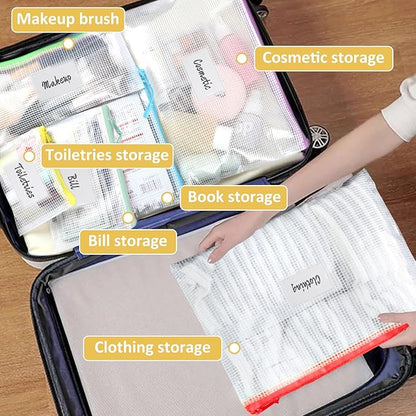 18PCS Mesh Zipper Pouch, Zipper Bags for Office Supplies,12 Colors for Reusable Zipper Pouches, 8 Sizes for Office Supply and Home Organize