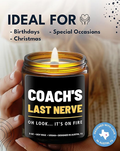 Funny Coach Candle, Coach Gifts for Women & Men, Appreciation Gifts for Coaches, Sports Themed Gift, Coach's Last Nerve, Soccer, Baseball, Volleyball, Basketball, Soccer, Hockey, Christmas, Birthday
