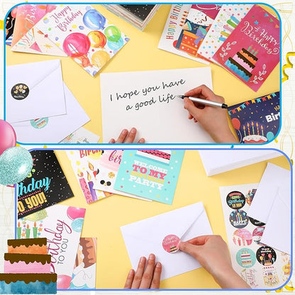 200 Set Unique Happy Birthday Card Bulk with Envelope and Sticker Blank Greeting Card Large 5 x 7 Inch Suitable for Office Kids Women Men, 20 Styles(Lovely Style)