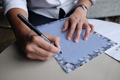 Better Office Products Floral Paper Stationery Set, 100 Piece Set (50 Lined Sheets + 50 Matching Envelopes), Letter Size 8.5 x 11 inch, 6 Designs, Double Sided/Lined Printing Paper,