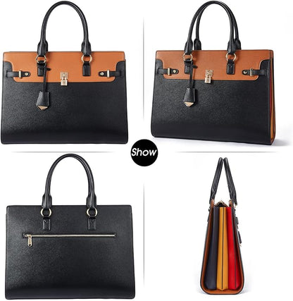 Telena Laptop Tote Bag for Women, 15.6 Inch Shoulder Tote Bag Leather Briefcase for Women, Large Capacity Handbag Bags