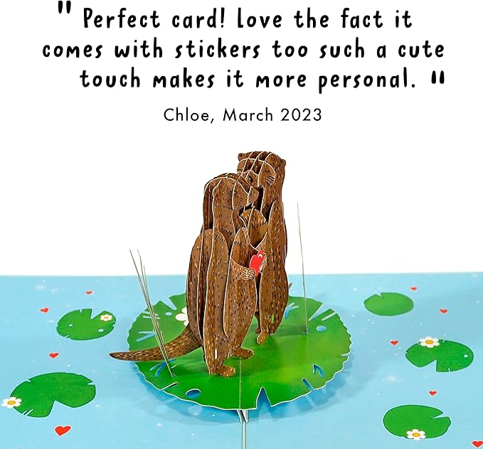 CENTRAL 23 3D Birthday Card For Wife - Happy Birthday My Otter Half - Pop Up Birthday Cards For Men Women - Sweet Pop Up Card For Husband Boyfriend Girlfriend Partner - Comes with Stickers